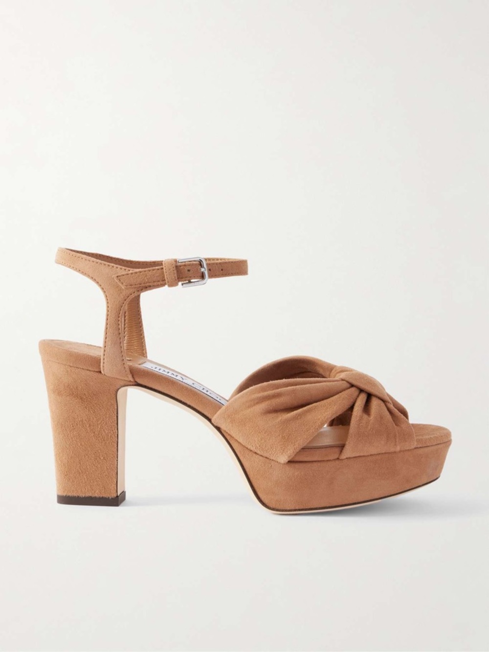 JIMMY CHOO Heloise 80 knotted suede platform sandals $1,050 38.5